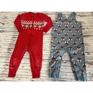 Lot Of 2 HANNA ANDERSSON Sleeper PJ Organic Cotton Footless Winter Fox 18 24 Mon